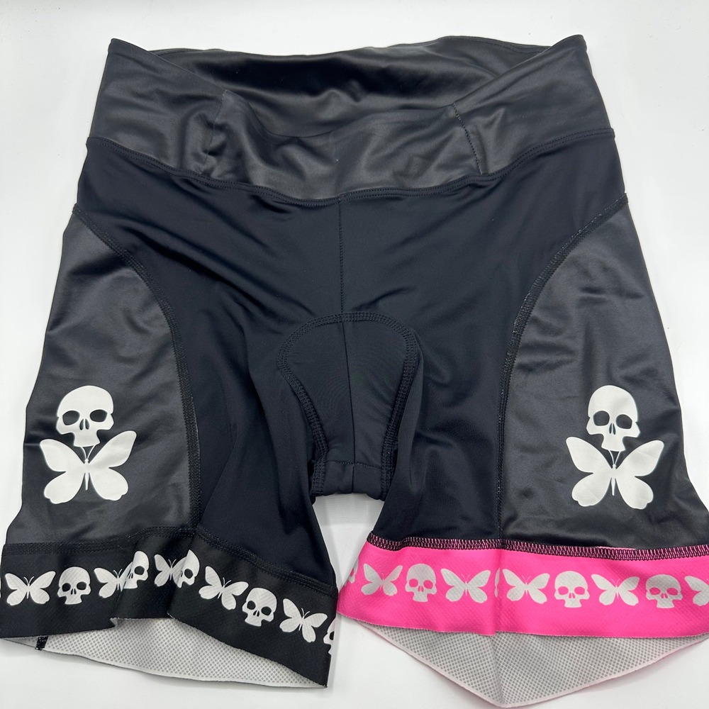 Betty Designs Womens XL Cycling Shorts Padded Skull Tri Short Hot Pink Black